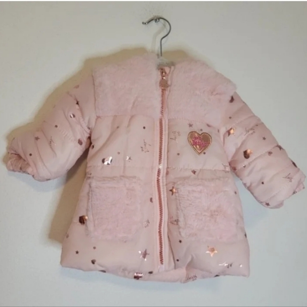 Betsey Johnson girls coat jacket multicolor pink puffer size 2T